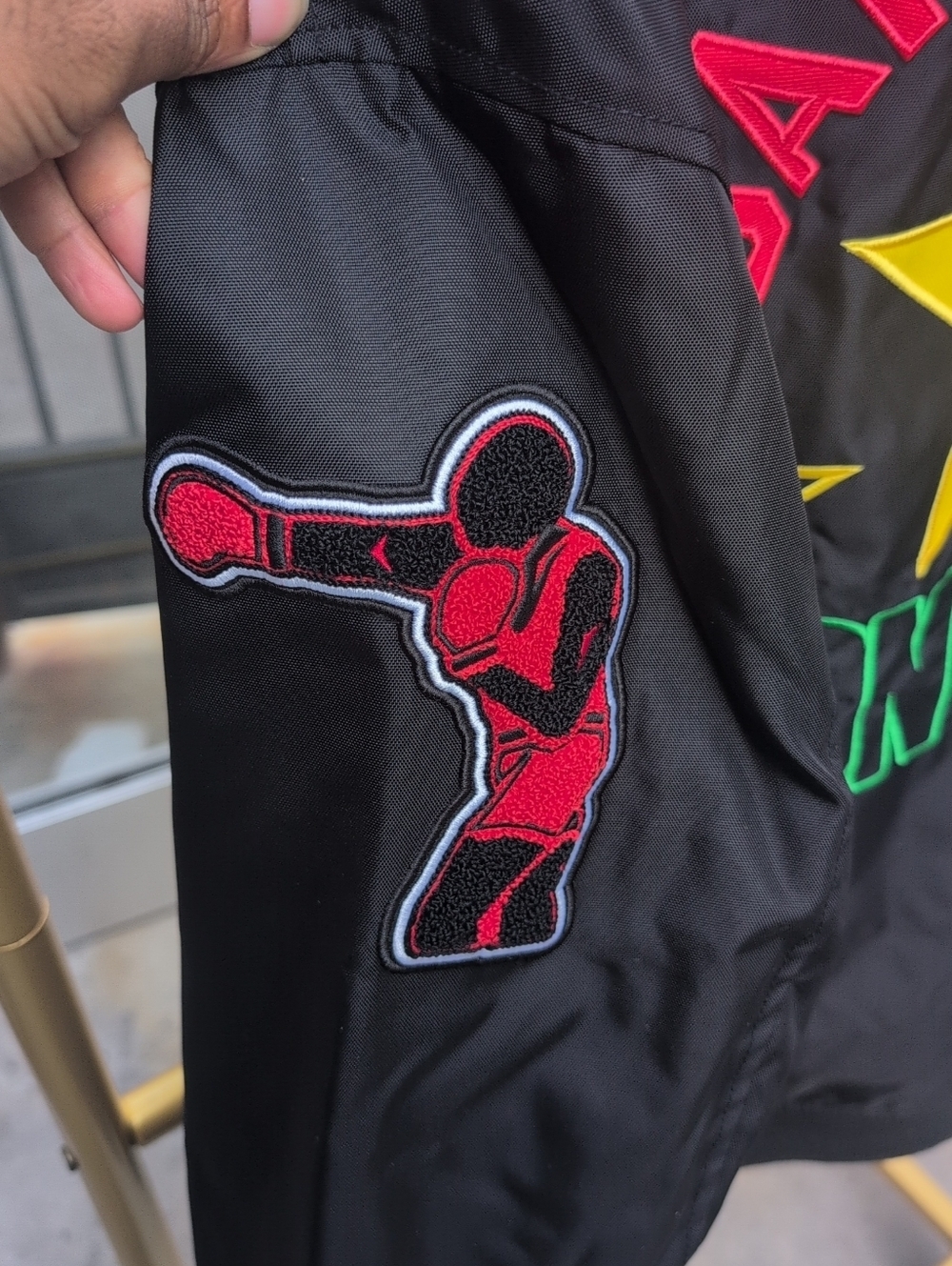 Converse x Daily Paper Black Bomber Jacket with Colorful Patches Mens Size XL - Picture 6 of 7